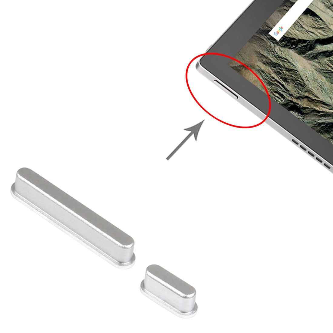 For Google Pixel C Power Button and Volume Control Button Silver
