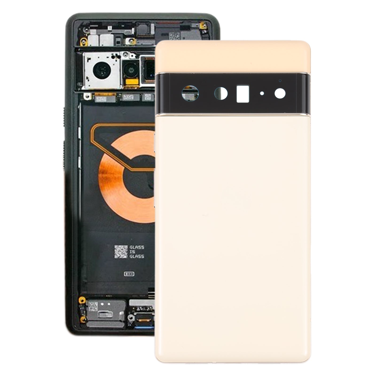 For Google Pixel 6 Pro Battery Back Cover with Middle Frame Gold
