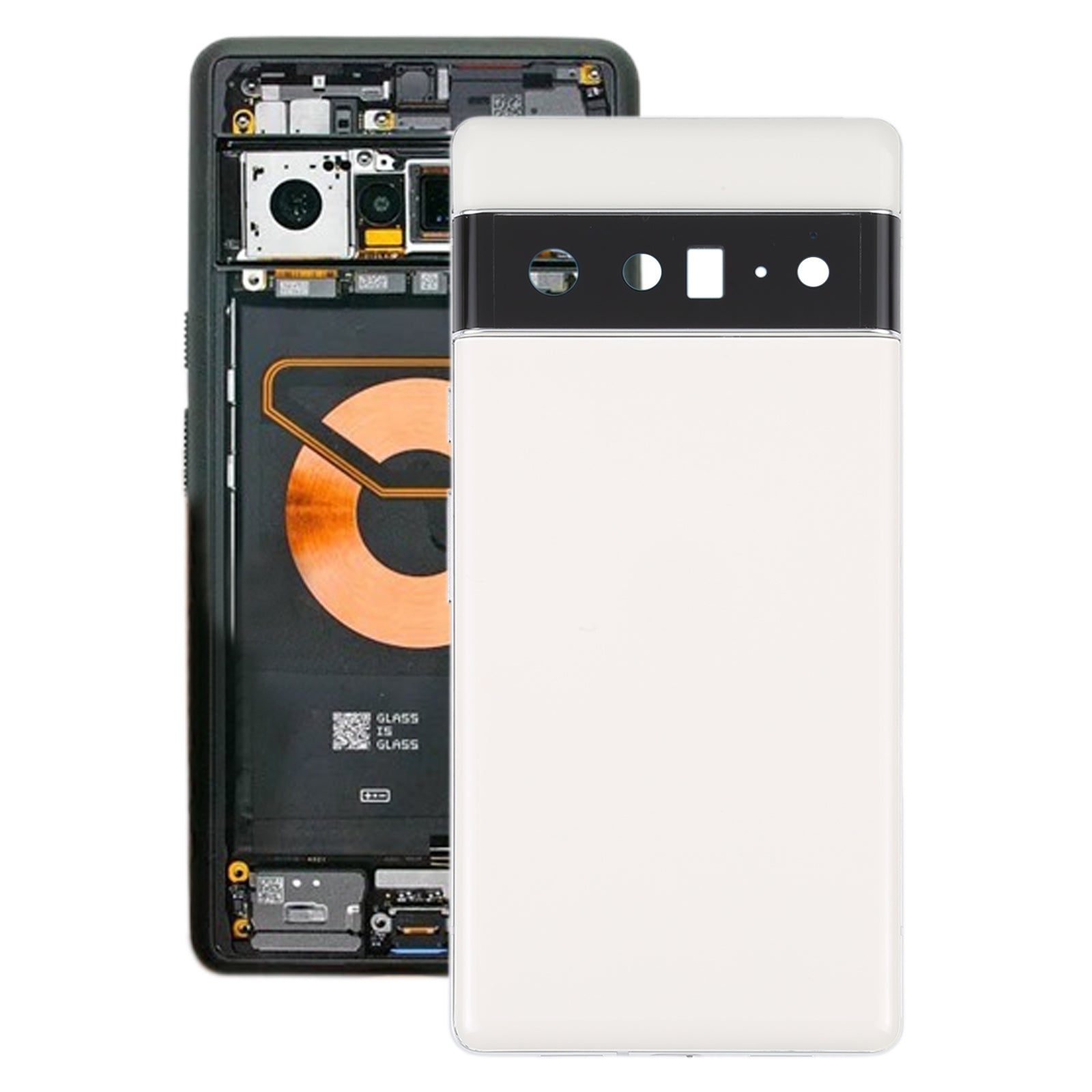 For Google Pixel 6 Pro Battery Back Cover with Middle Frame White