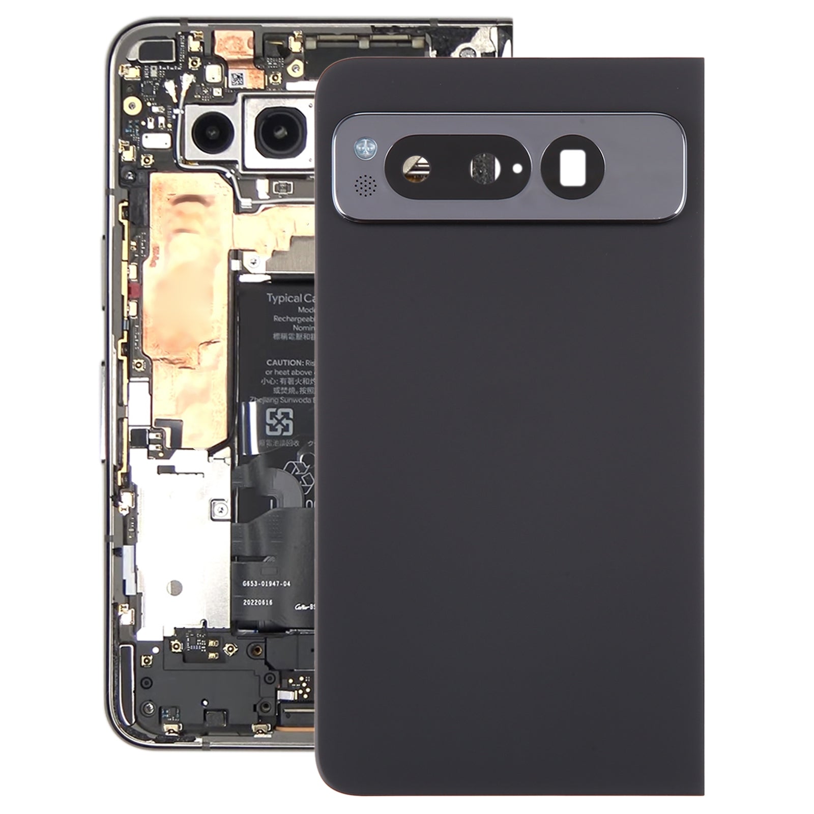 For Google Pixel Fold Battery Back Cover with Camera Lens Cover Black
