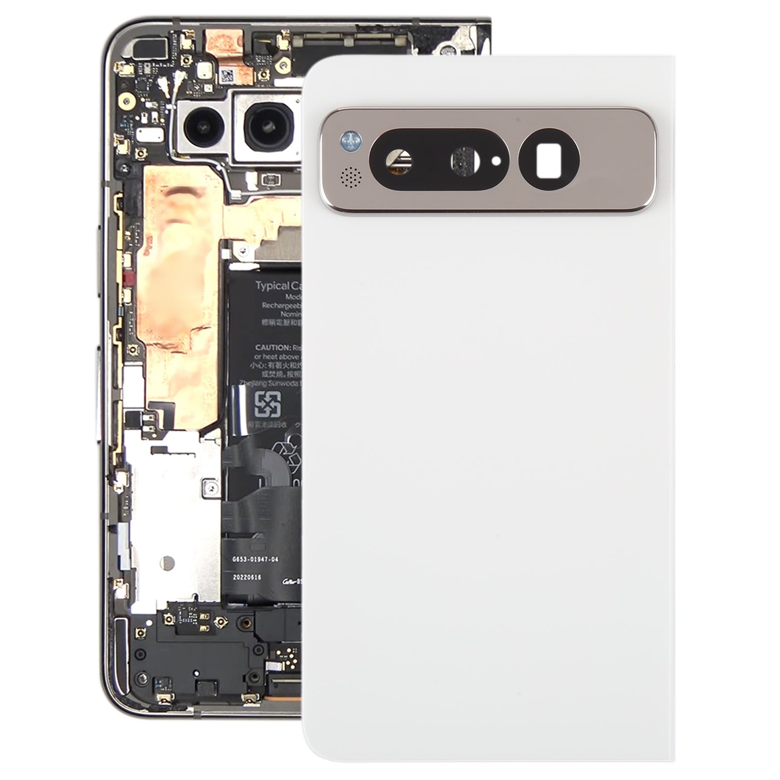 For Google Pixel Fold Battery Back Cover with Camera Lens Cover White