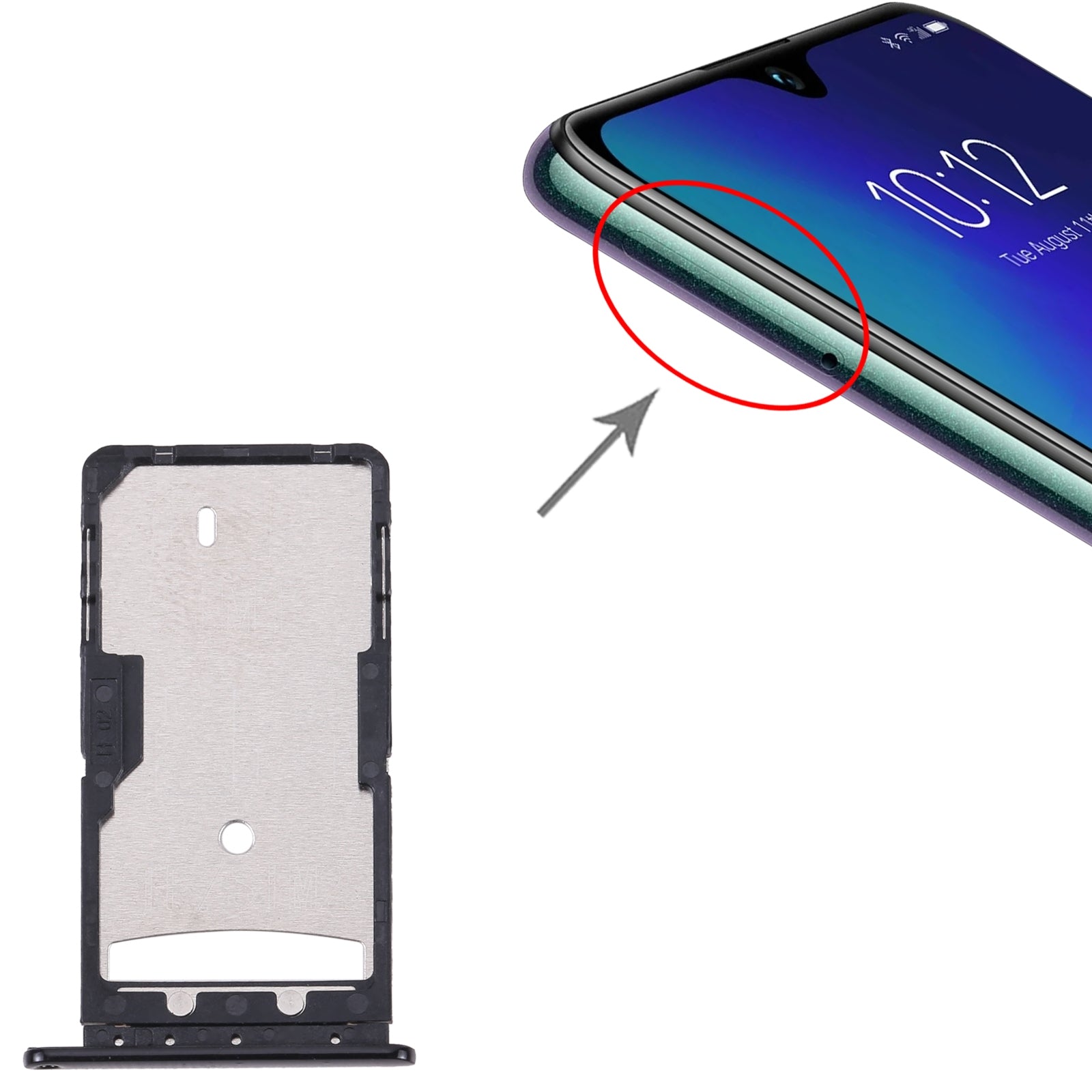 For Lenovo K10 Note / Z6 Youth L38111 SIM Card Tray  Black