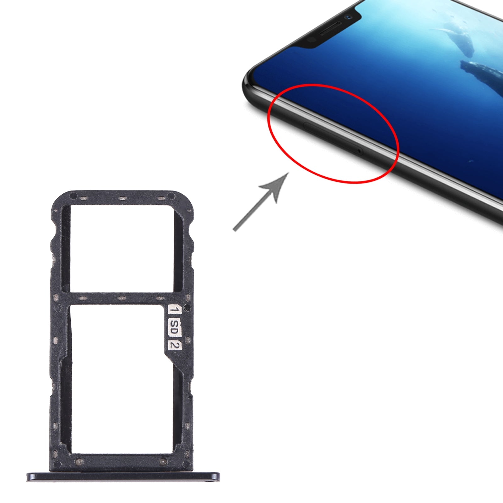 For Lenovo Z5 L78011 SIM Card Tray + SIM Card Tray / Micro SD Card Tray  Grey