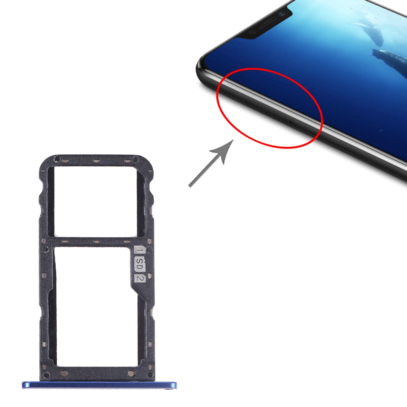 For Lenovo Z5 L78011 SIM Card Tray + SIM Card Tray / Micro SD Card Tray  Blue