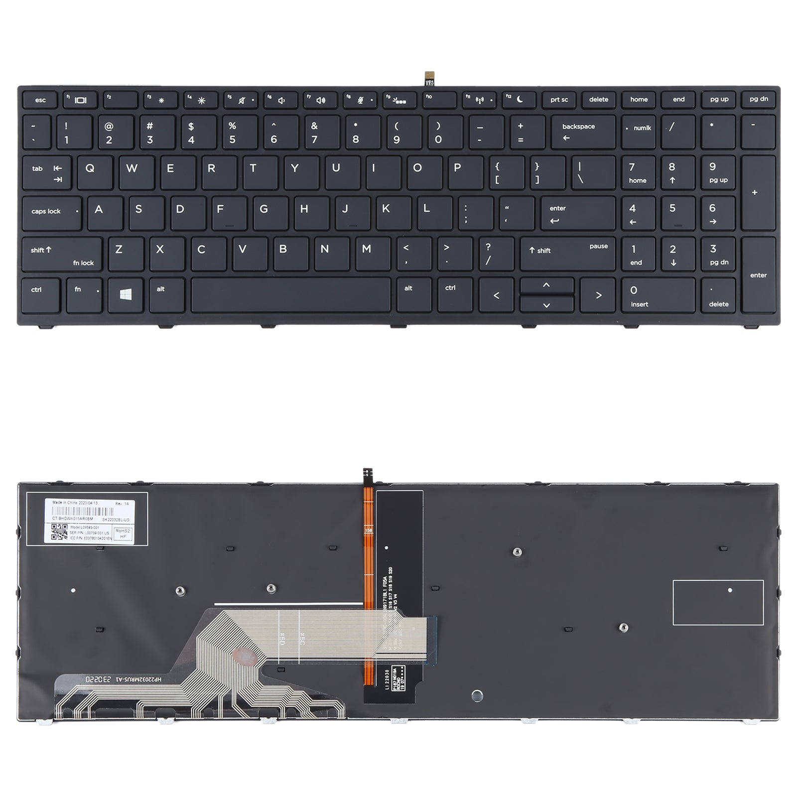 For HP Probook 450 G5 455 G5 470 G5 650 G4 650 G5 US Version Keyboard with Backlight  Black