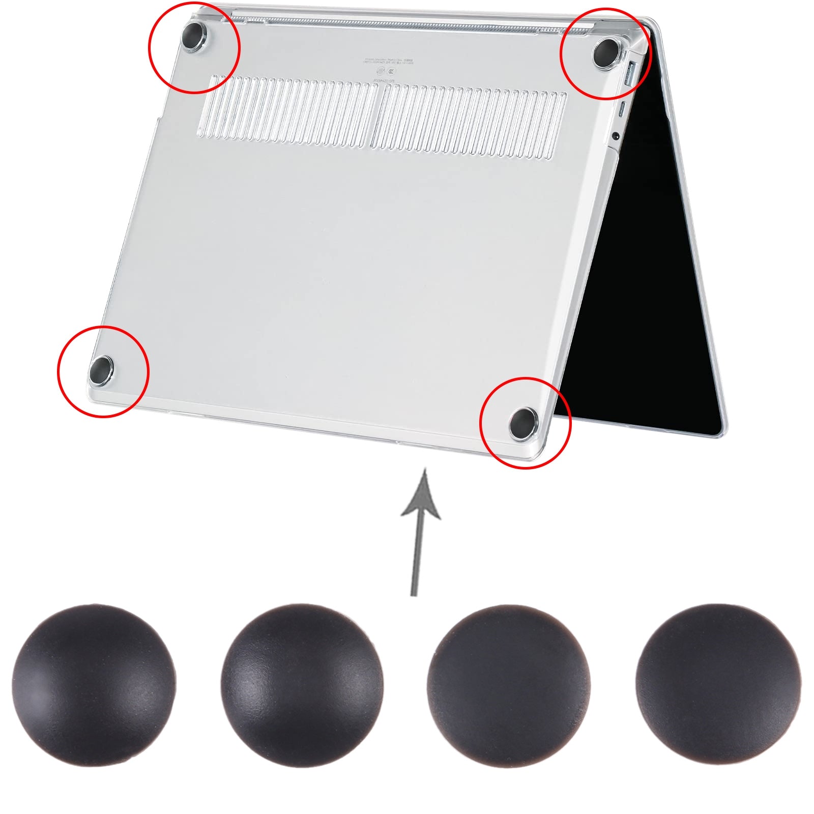 For MicroSurface Lap 1 / 2 1769 13.5 inch  4 in 1 Bottom Case Rubber Mats  Black