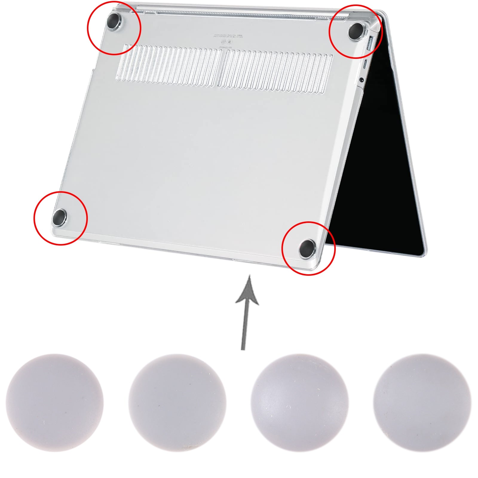 For MicroSurface Lap 1 / 2 1769 13.5 inch  4 in 1 Bottom Case Rubber Mats  Grey