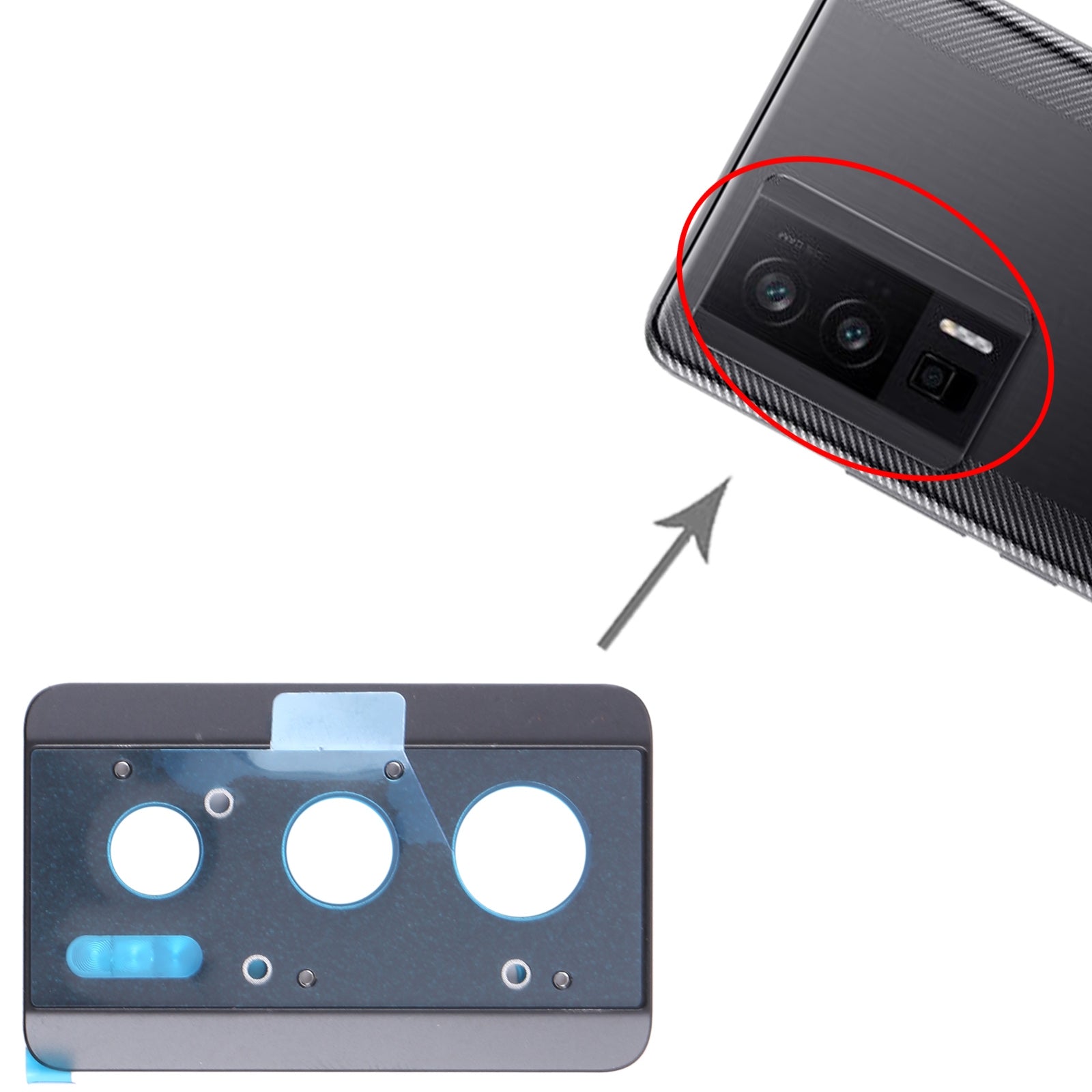 Back Camera Lens Frame for Xiaomi Redmi K60E  Black