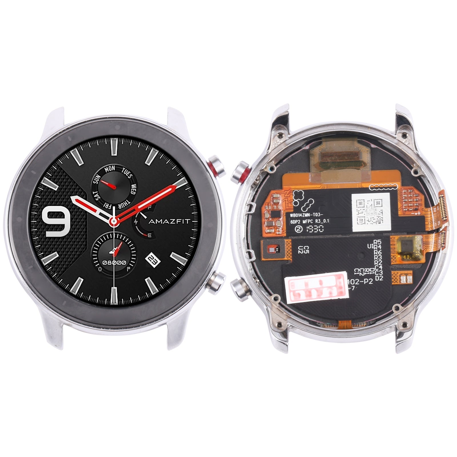 For Amazfit GTR 47mm LCD Screen Digitizer Full Assembly With Frame  Silver