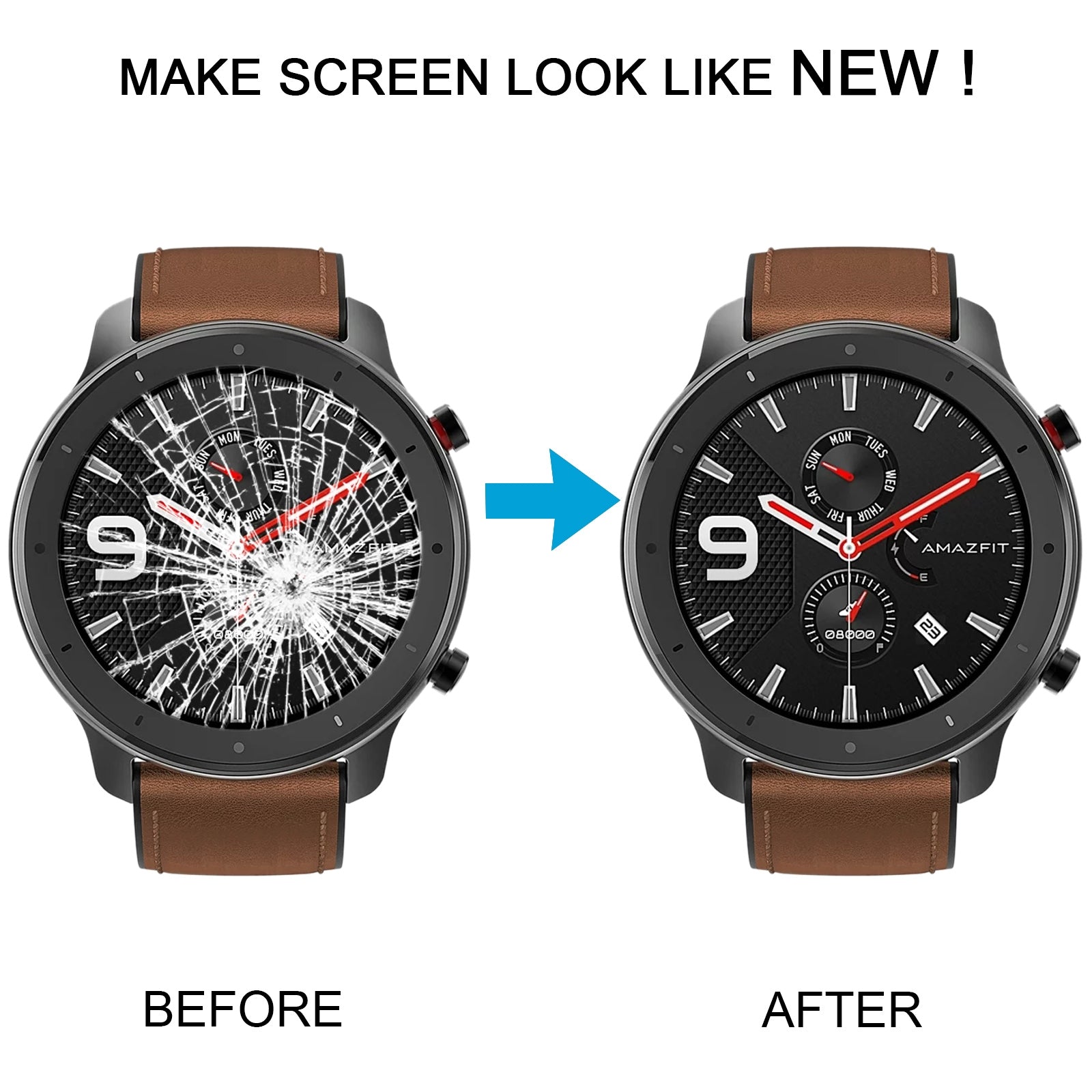 For Amazfit GTR 47mm LCD Screen Digitizer Full Assembly With Frame  Black