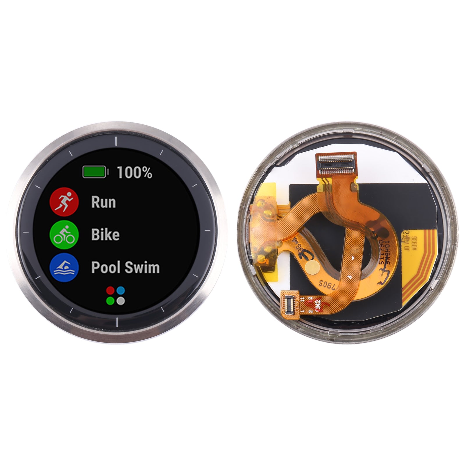 For Garmin Vivoactive 4 LCD Screen with Digitizer Full Assembly Silver