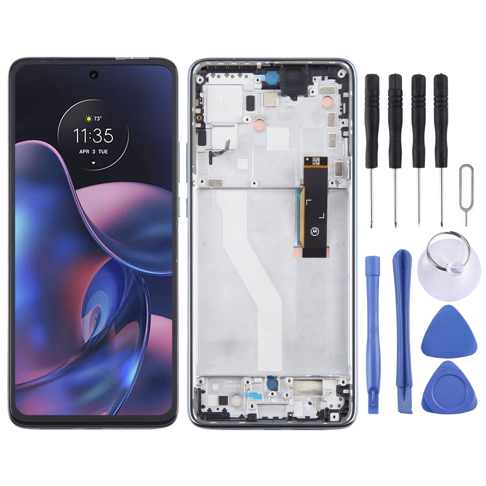 For Motorola Edge 2022 OEM LCD Screen Digitizer Full Assembly with Frame  Black