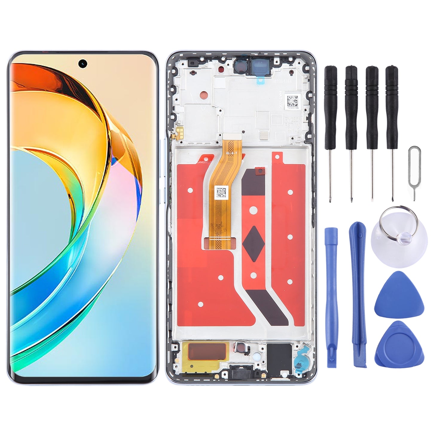For Honor X9b LCD Screen Digitizer Full Assembly with Frame  Silver