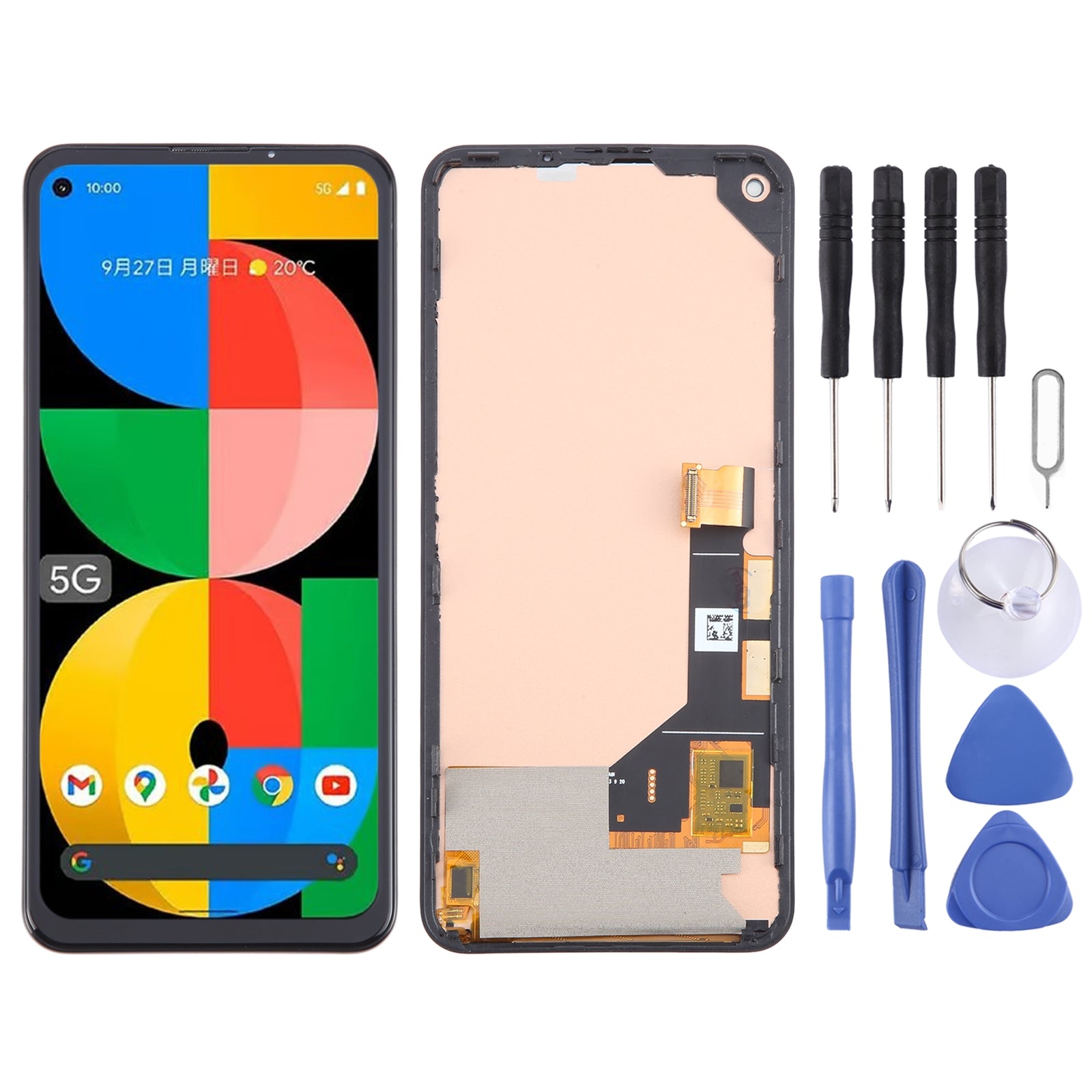 For Google Pixel 5a 5G G1F8F G4S1M TFT LCD Screen with Digitizer Full Assembly, Not Supporting Fingerprint Identification  Black
