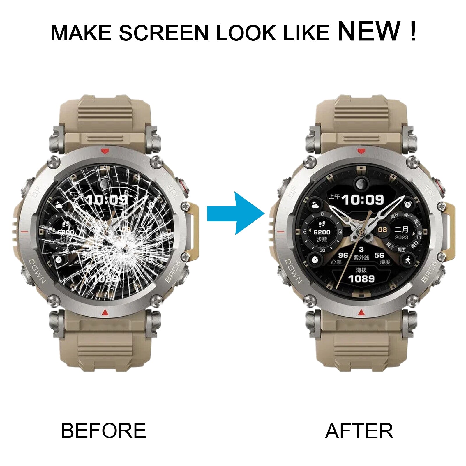 For Amazfit T-Rex Ultra LCD Screen Digitizer Full Assembly With Frame Yellow