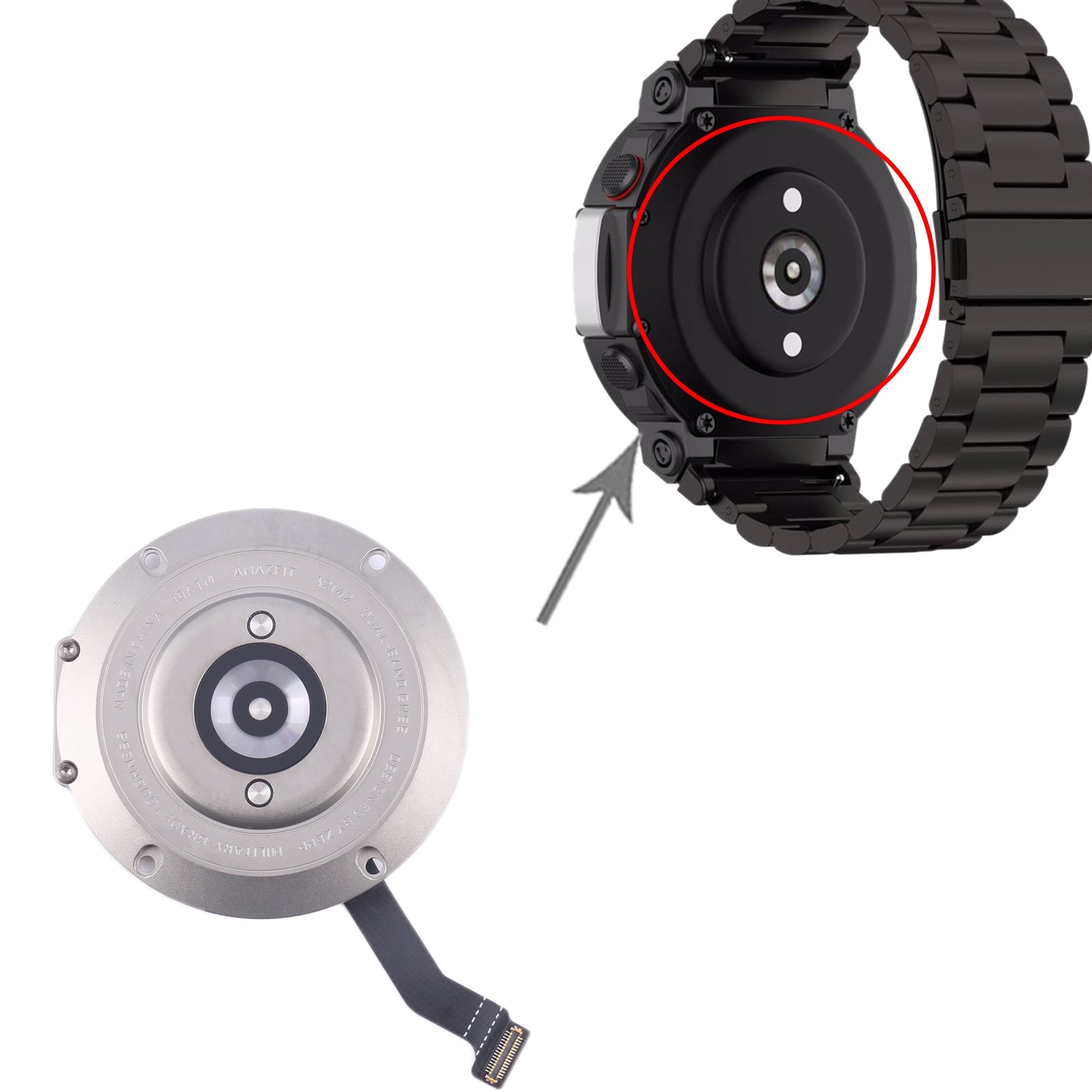 For Amazfit T-Rex Ultra Back Cover with Heart Rate