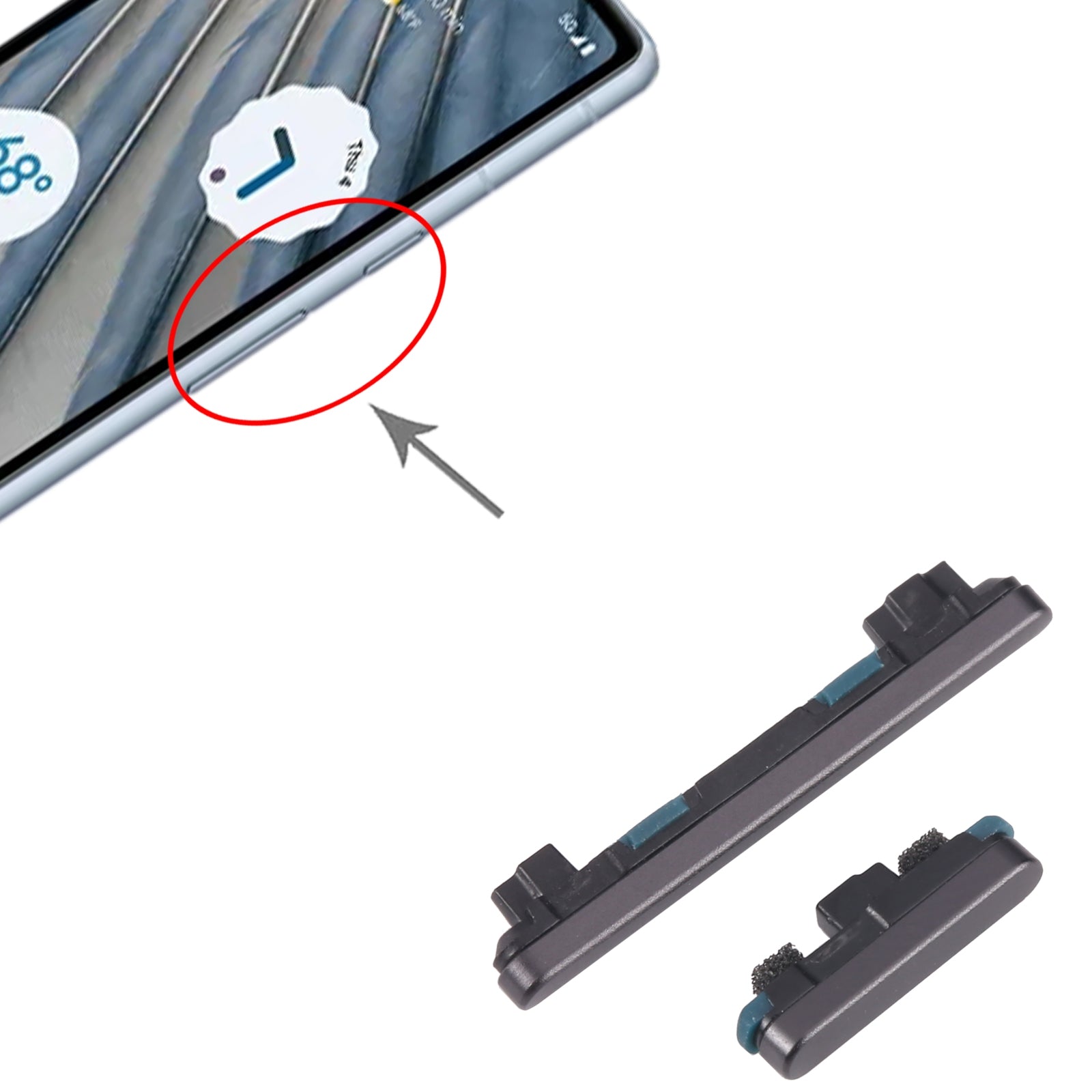 For Google Pixel 7A Power Button + Volume Control Button  Black