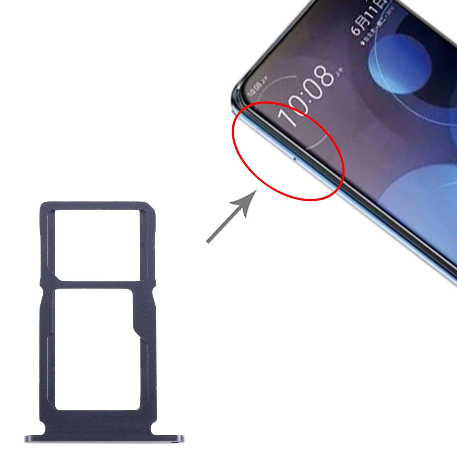 For HTC Desire 20 Pro SIM Card Tray + SIM / Micro SD Card Tray  Black