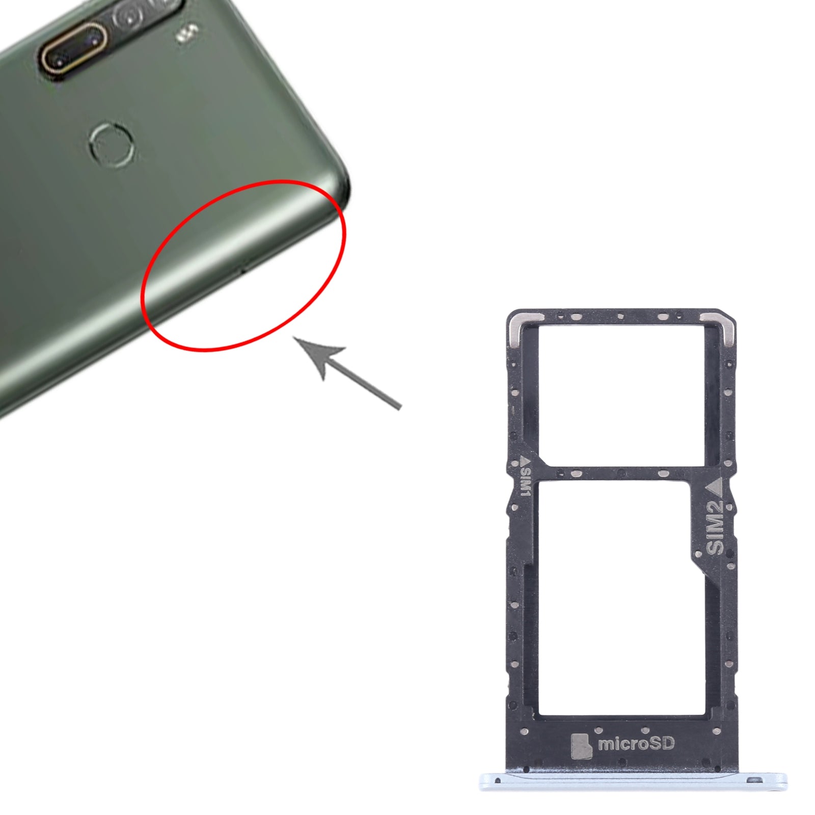 For HTC U20 5G SIM Card Tray + SIM / Micro SD Card Tray  White