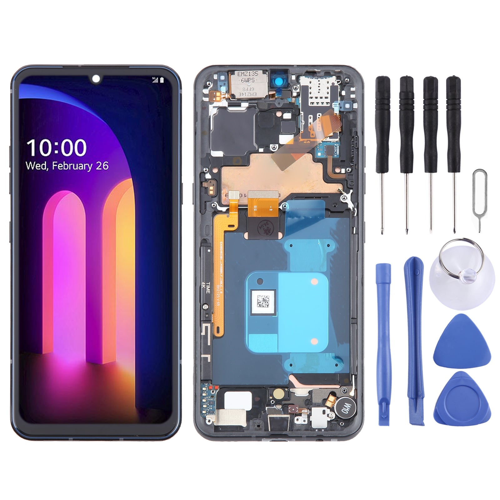 For LG V60 ThinQ US Version LCD Screen Digitizer Full Assembly with Frame  Black