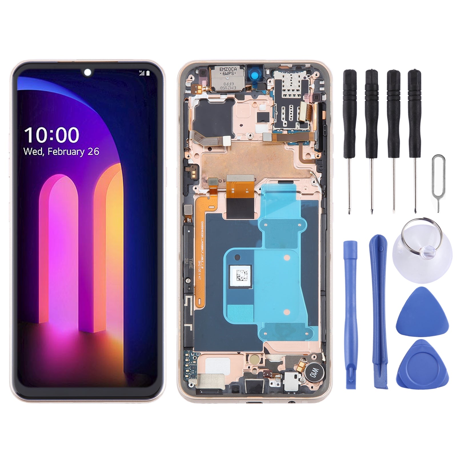 For LG V60 ThinQ US Version LCD Screen Digitizer Full Assembly with Frame  Gold