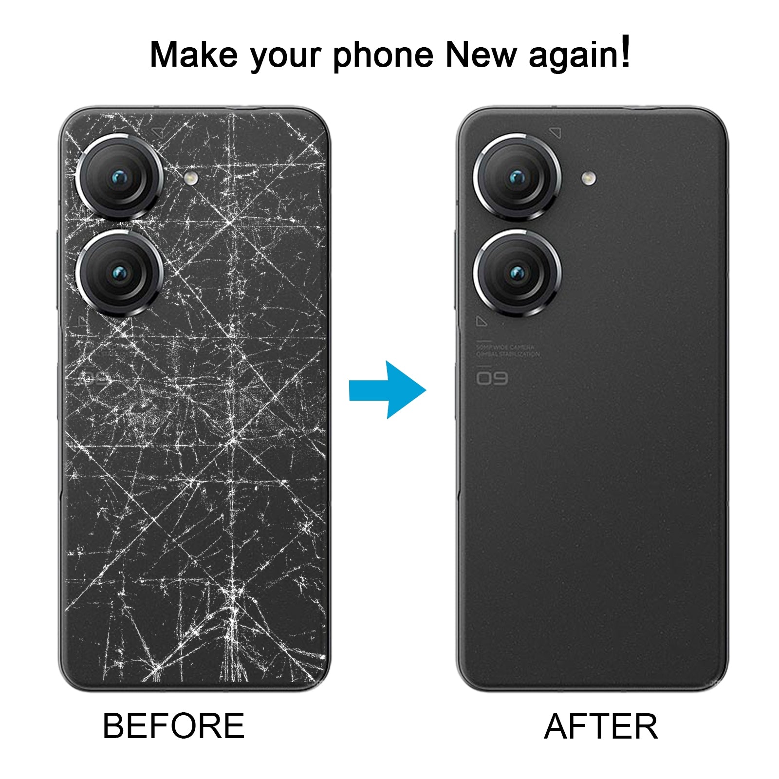 For Asus Zenfone 9 AI2202 Battery Back Cover with Camera Lens Cover White