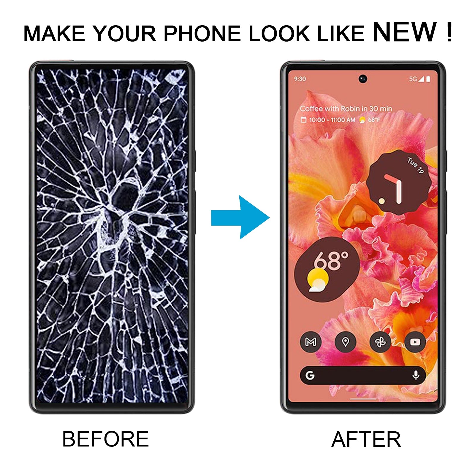 For Google Pixel 6 GB7N6 G9S9B16 G9S9B TFT LCD Screen Digitizer Full Assembly, Not Supporting Fingerprint Identification