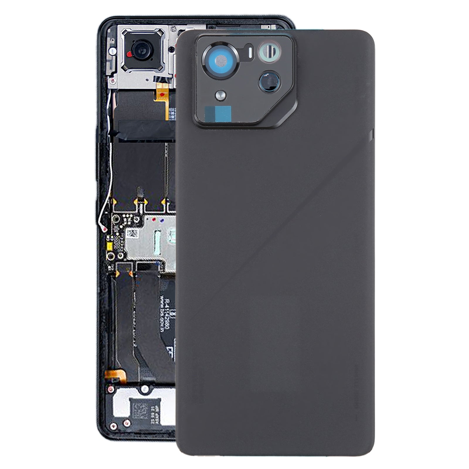 For Asus ROG Phone 8 Pro AI2401 AI2401_A Global Glass Battery Back Cover with Camera Frame Matte Black