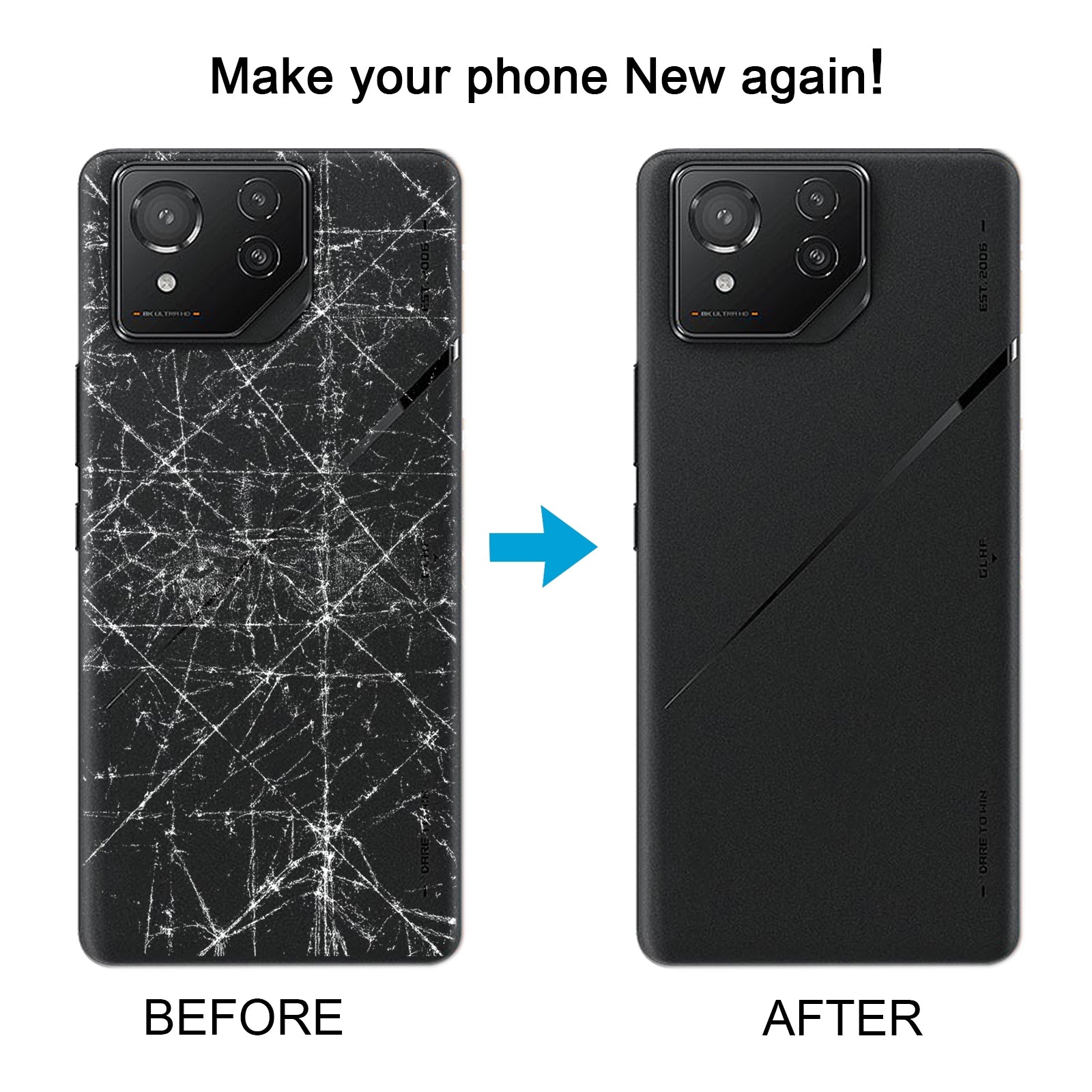 For Asus ROG Phone 9 Pro 5G Glass Battery Back Cover with Camera Frame Matte Black