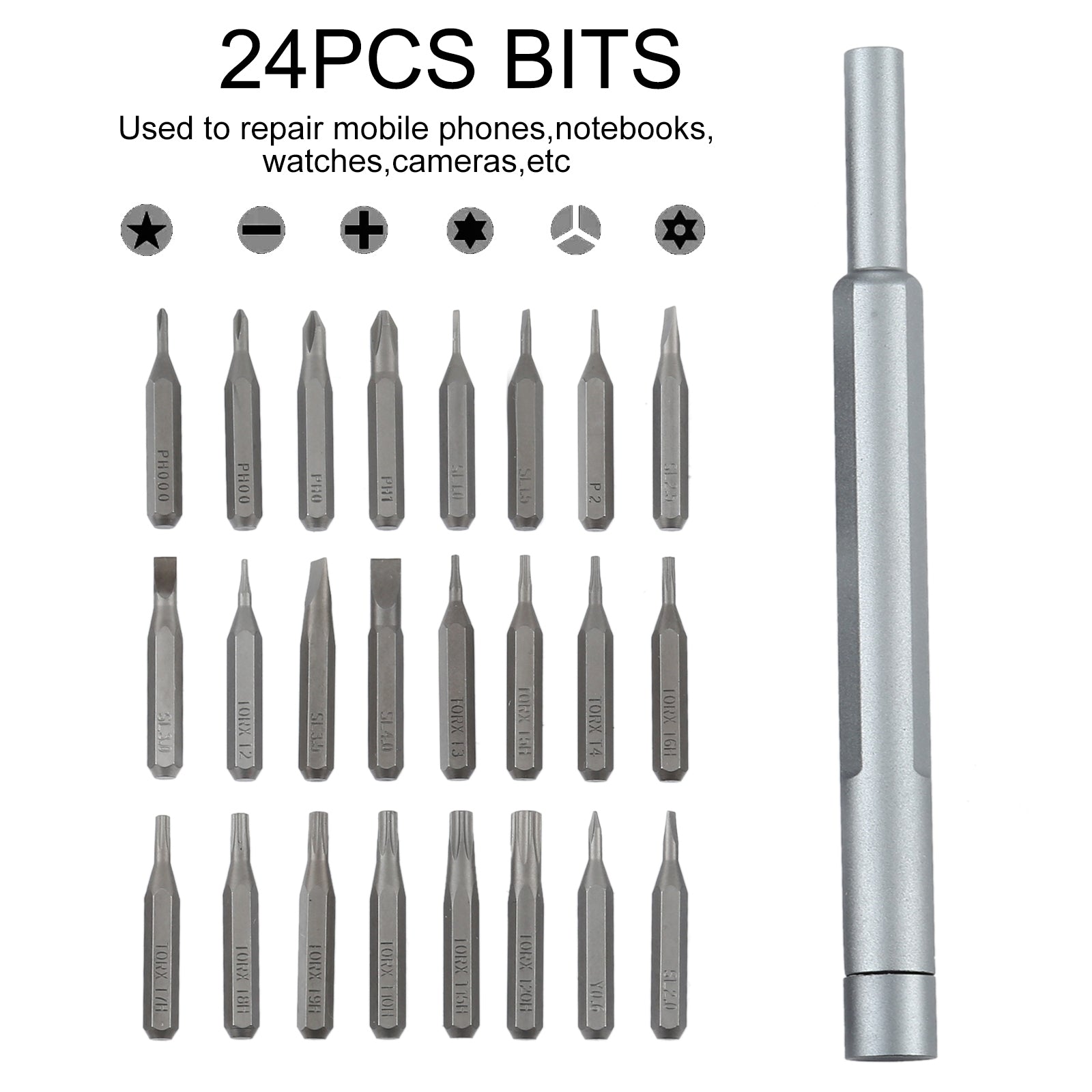 24 in 1 Multi-function Precision Screwdriver Magnetic Bits Combination Tool Set