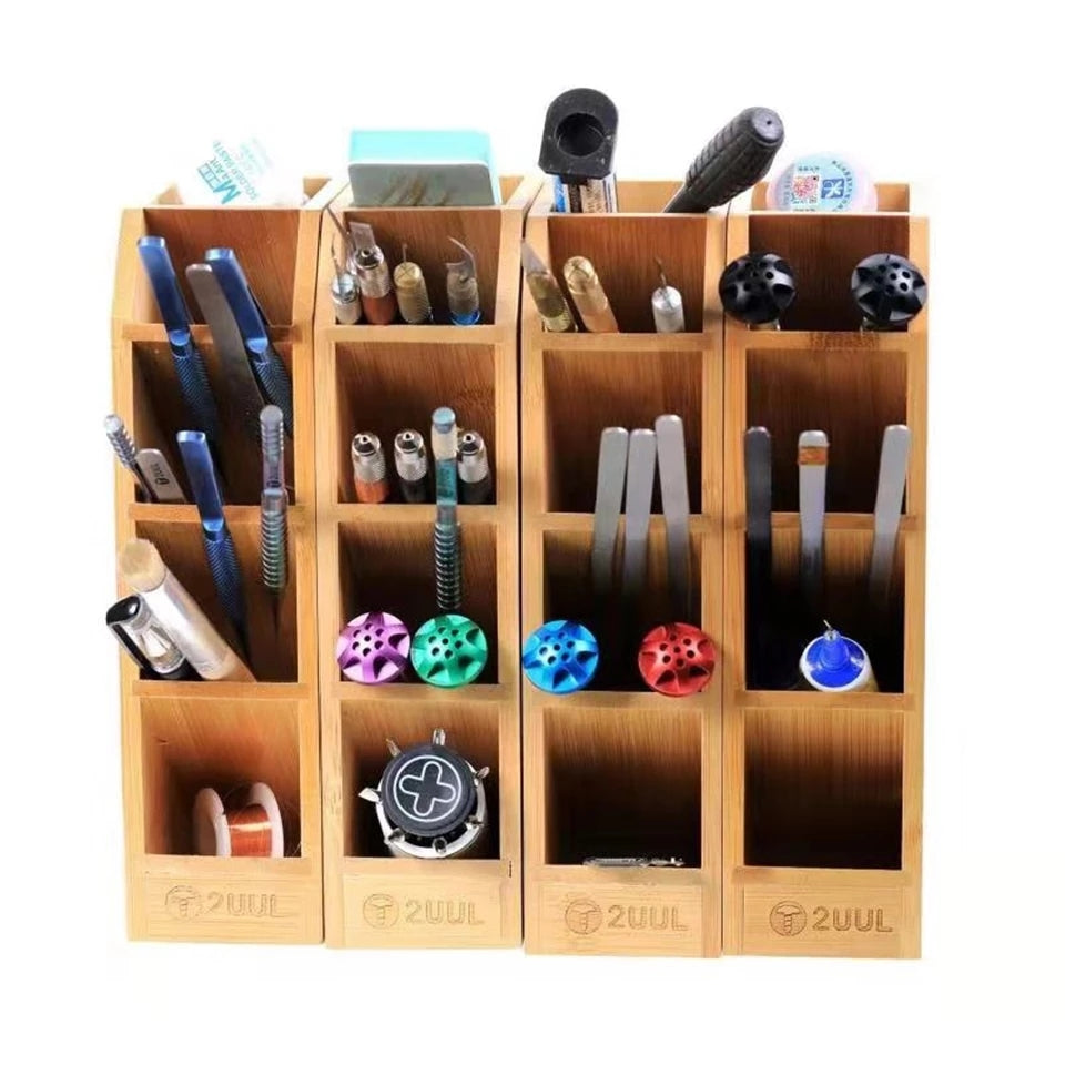 Bamboo Storage Rack Multifunctional Phone Repair Tool Holder