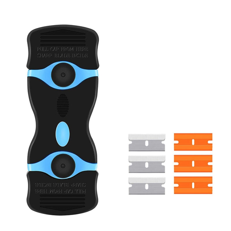 Double Headed Scraper Blade Glue Squeegee Remover Cleaner Tool  Blue