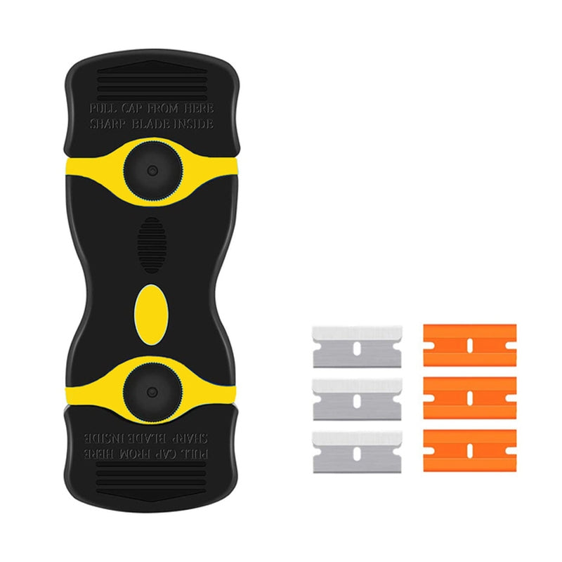 Double Headed Scraper Blade Glue Squeegee Remover Cleaner Tool  Yellow