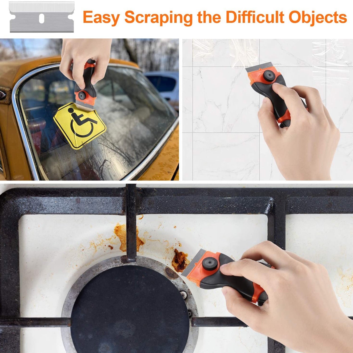 Double Headed Scraper Blade Glue Squeegee Remover Cleaner Tool  Yellow