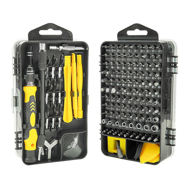 138 in 1 DIY Mobile Phone Disassembly Tool Clock Repair Multi-function Tool Screwdriver Set  Yellow
