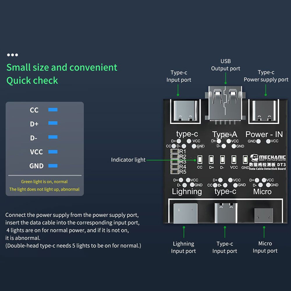 DT3 USB Data Cable Detection Board Short Circuit On-Off Switching Tester