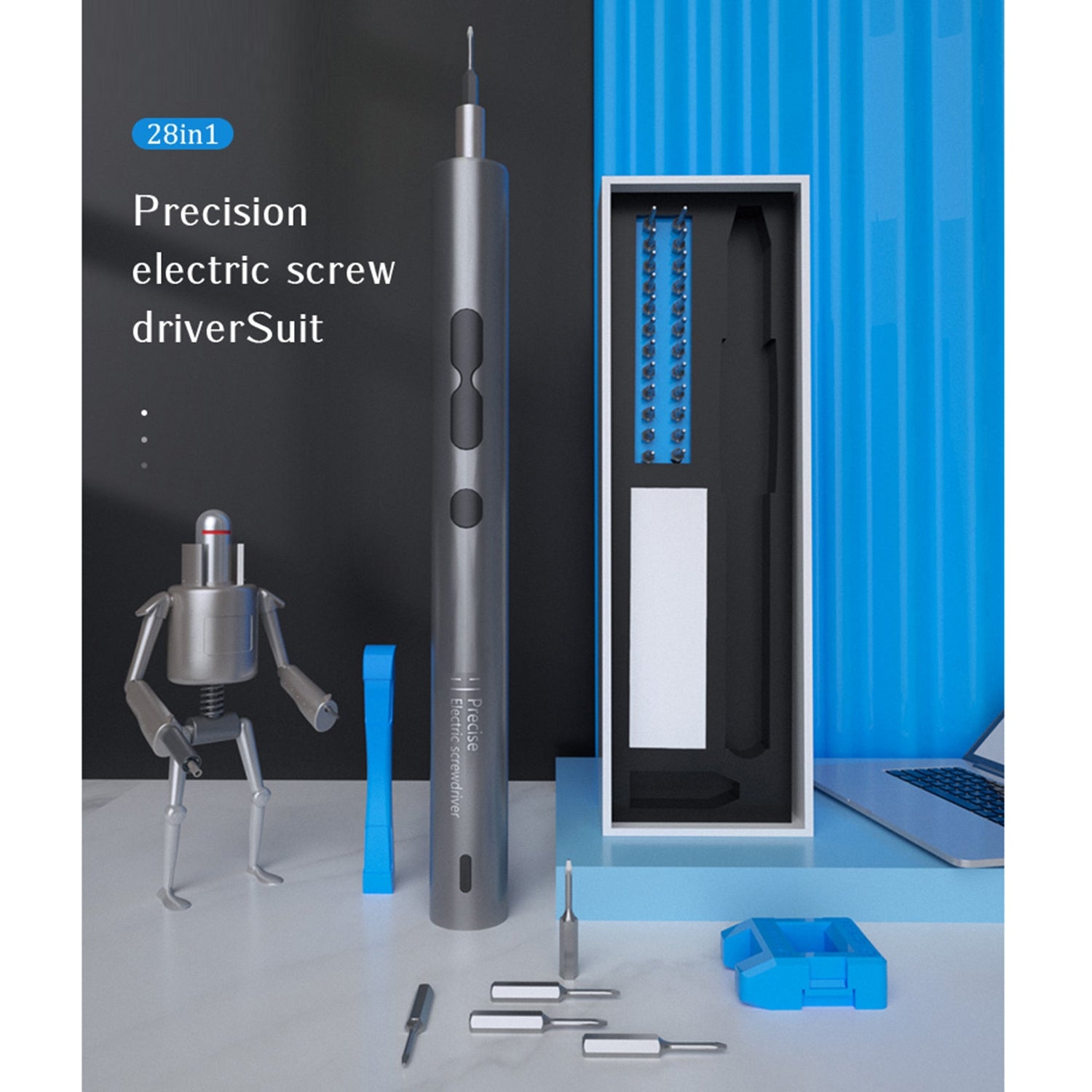 28 in 1 Precision Electric Screwdriver Set with LED Light