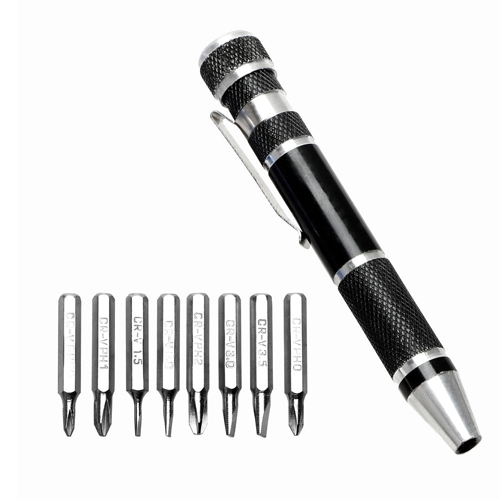 8 in 1 Portable Pen With Magnetic Multi-function Screwdriver Set for Mobile Phone and Computer Maintenance Tool black