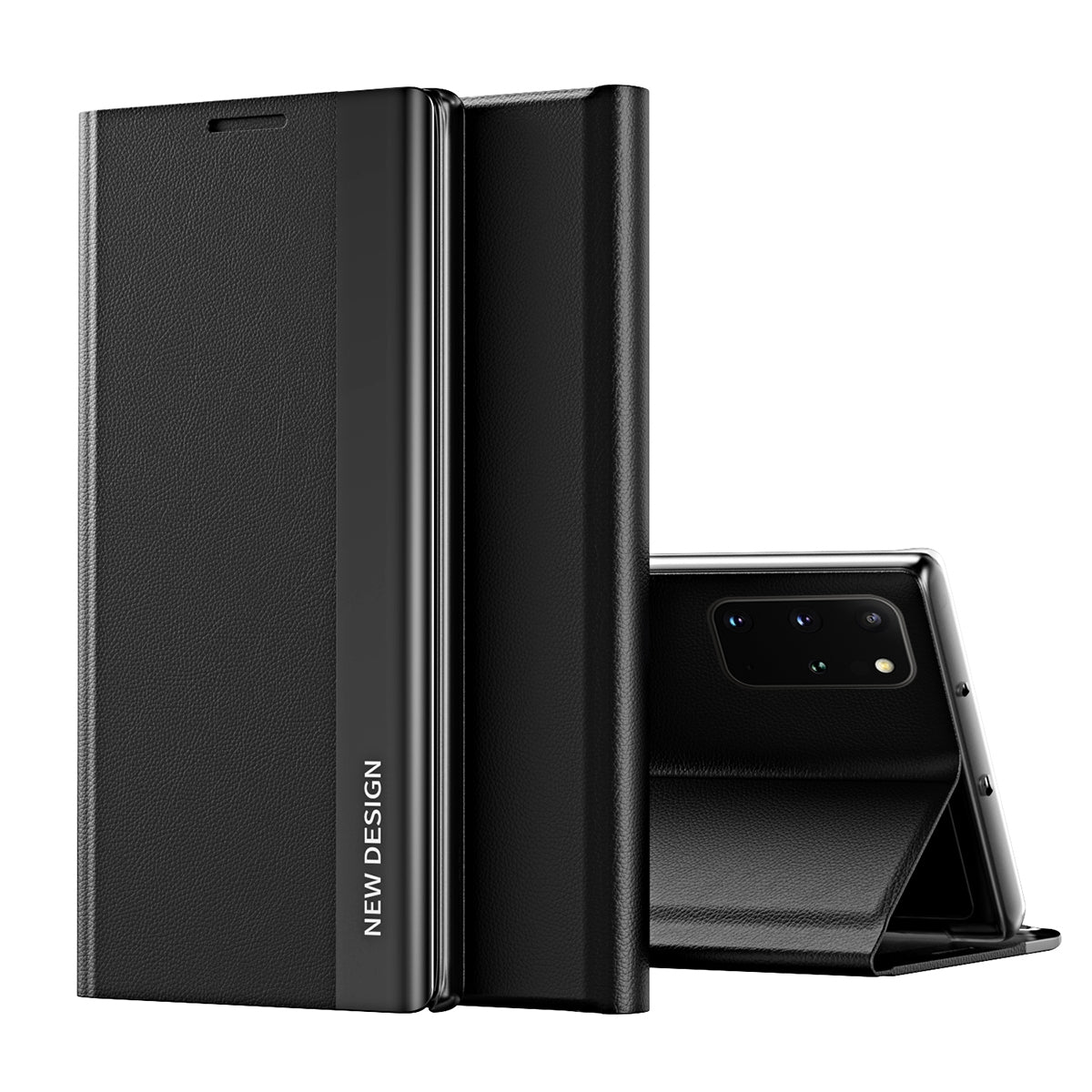 For Samsung Galaxy Note20 Side Electroplated Magnetic Ultra-Thin Horizontal Flip Leather Case with Holder(Black)