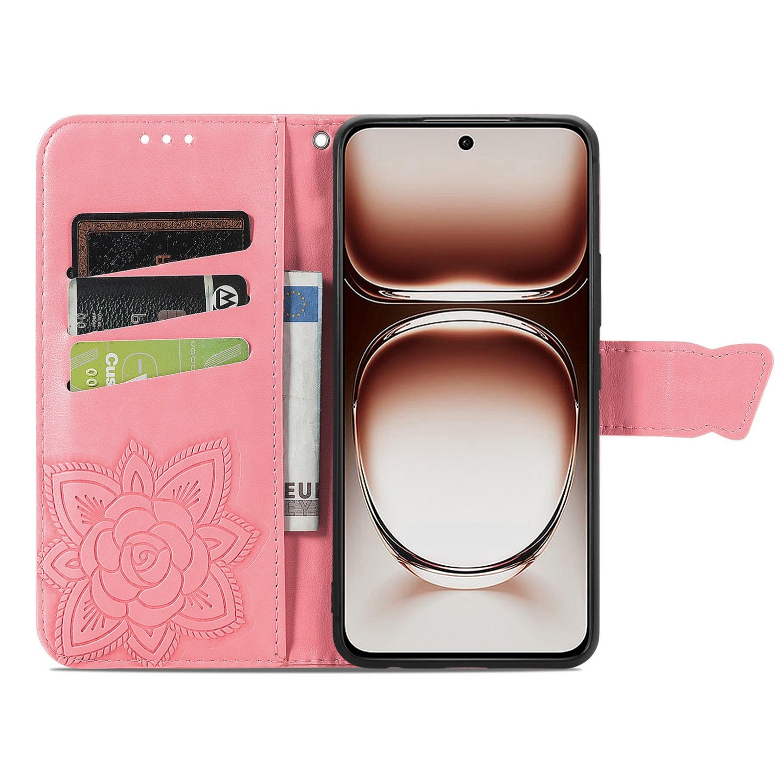 For Xiaomi  Redmi 14C Butterfly Love Flower Embossed Leather Phone Case(Pink)