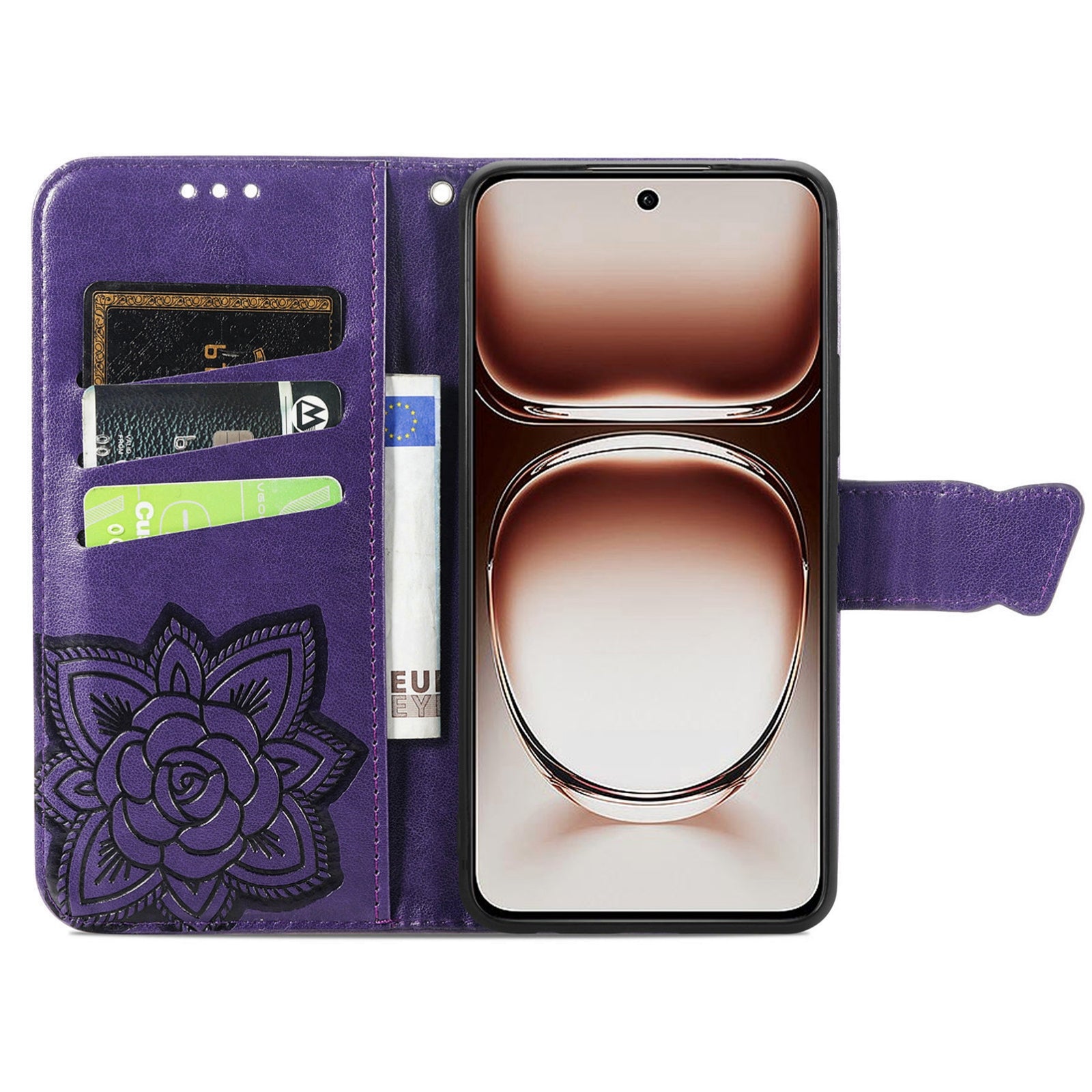 For Xiaomi  Redmi 14C Butterfly Love Flower Embossed Leather Phone Case(Dark Purple)