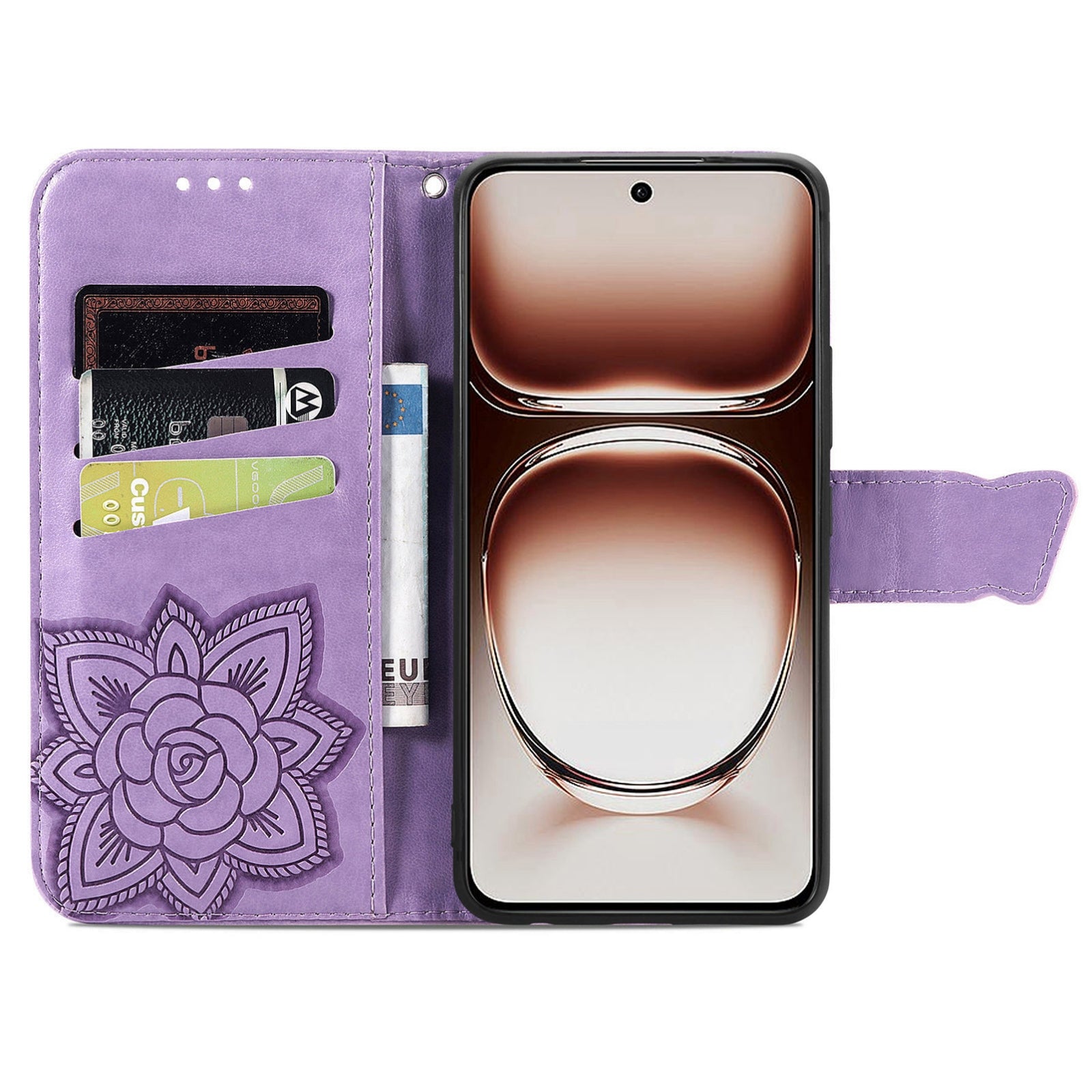 For Xiaomi  Redmi 14C Butterfly Love Flower Embossed Leather Phone Case(Purple)