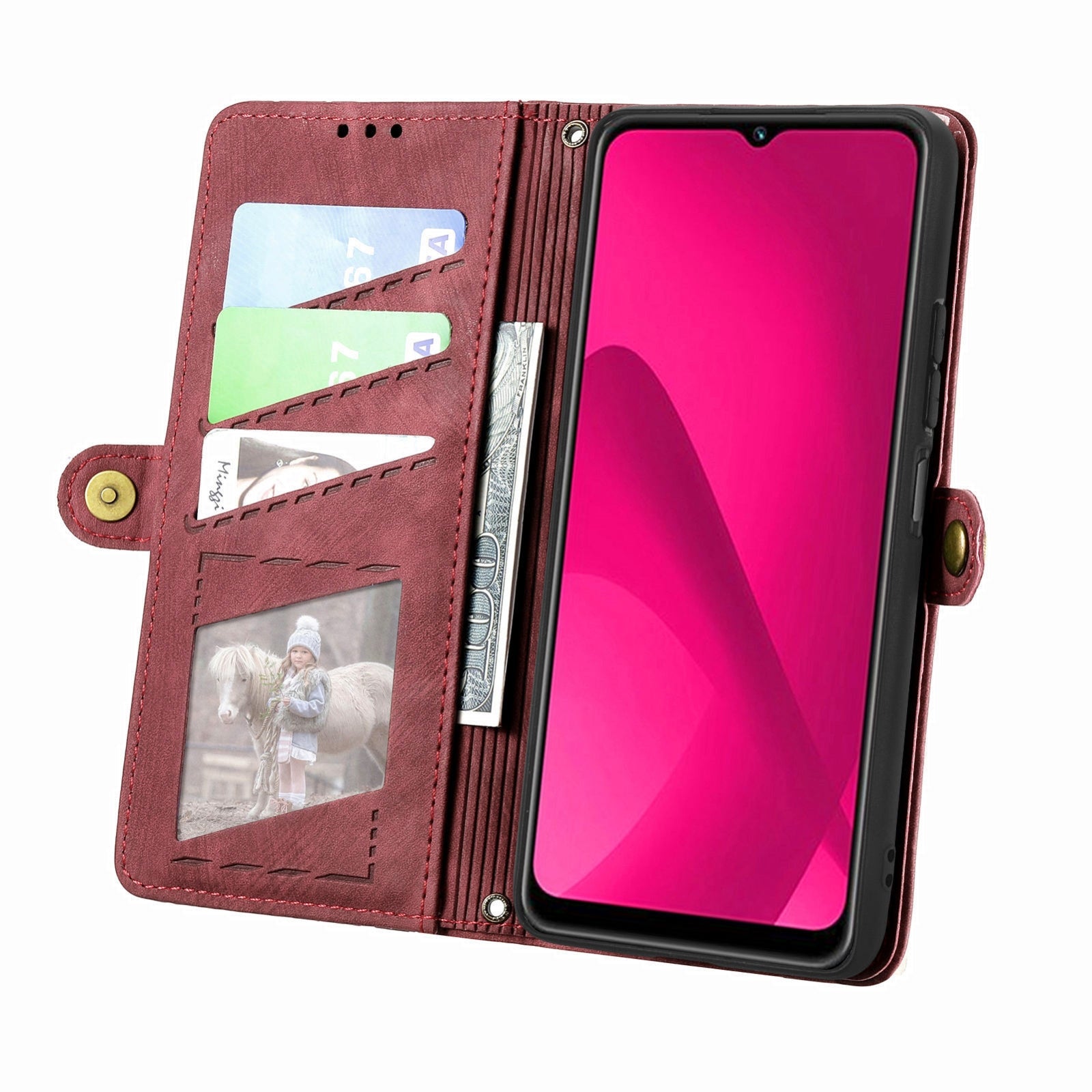 For Xiaomi Redmi 14C Geometric Zipper Wallet Side Buckle Leather Phone Case(Red)