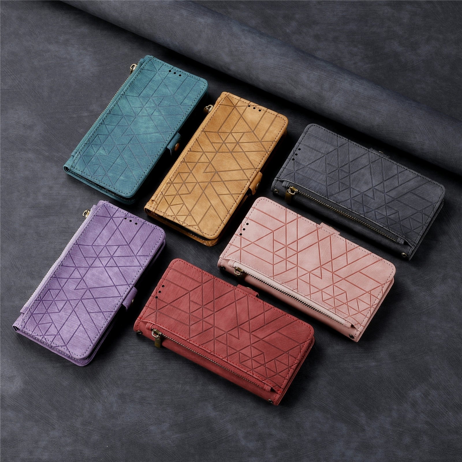 For Xiaomi Redmi 14C Geometric Zipper Wallet Side Buckle Leather Phone Case(Purple)