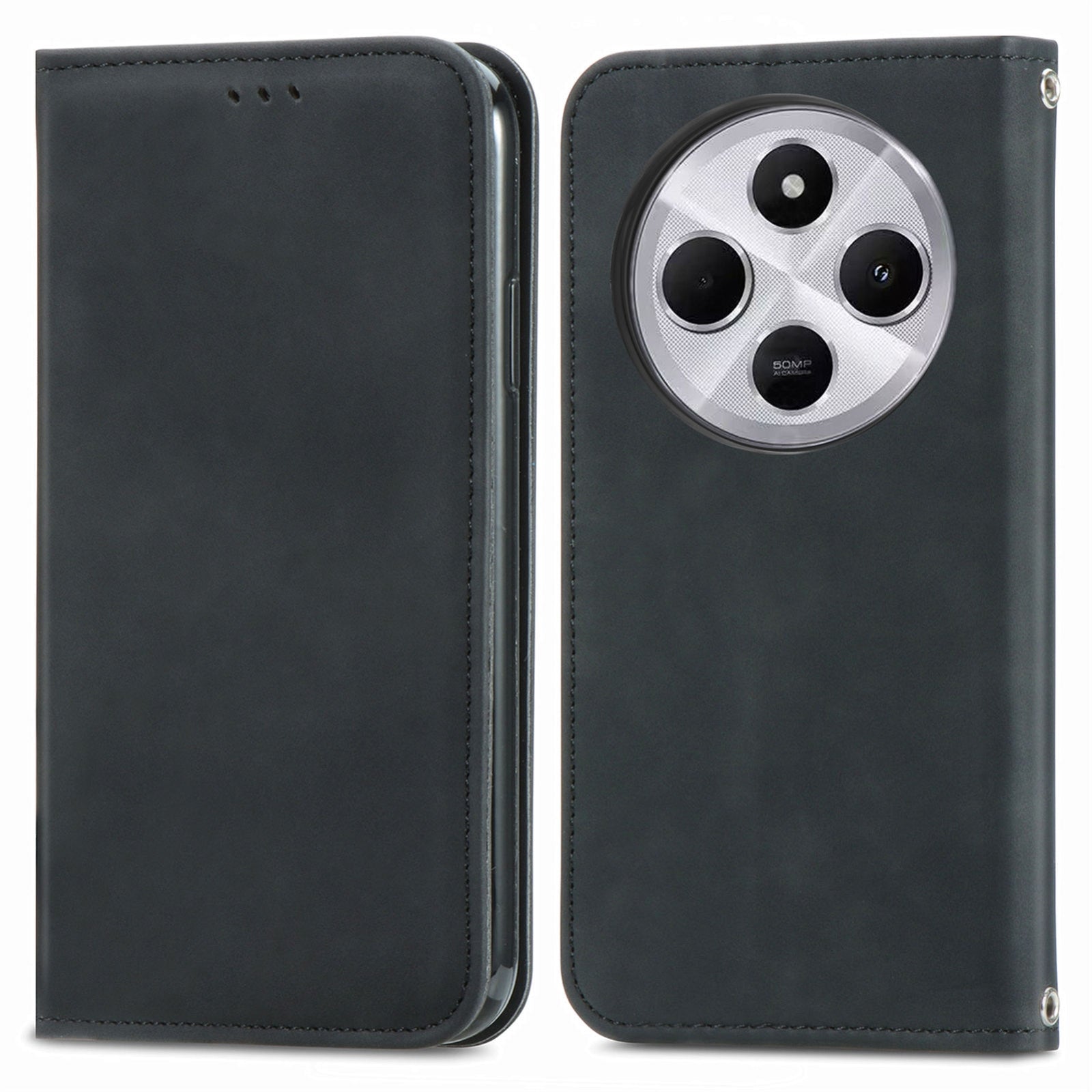 For Xiaomi Redmi 14C Retro Skin Feel Magnetic Flip Leather Phone Case(Black)