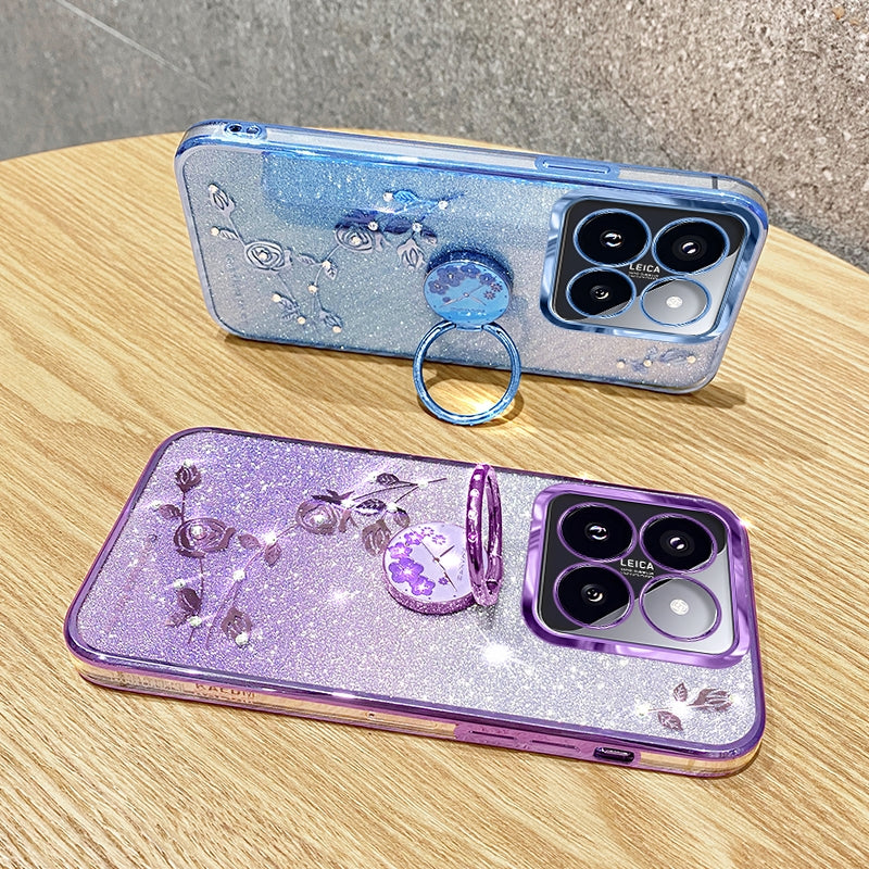 For Xiaomi Redmi 14C 4G Gradient Glitter Immortal Flower Ring All-inclusive Phone Case(Purple)