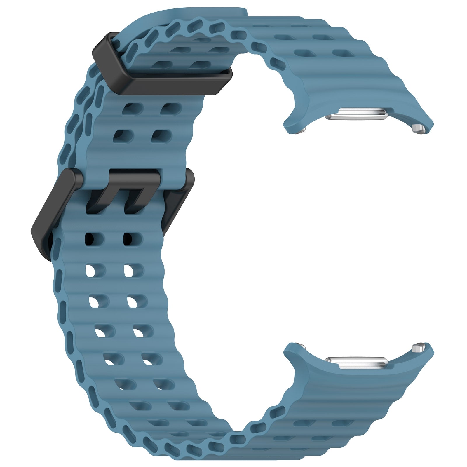 For Samsung Galaxy Watch Ultra 47mm Ocean Hole Dual Buckle Silicone Watch Band(Rock Blue)