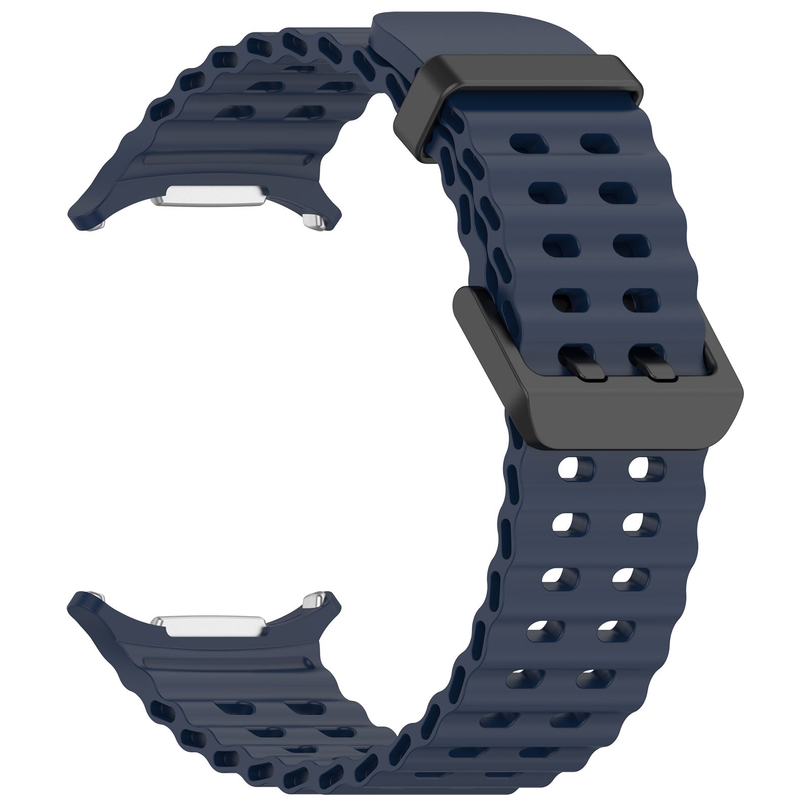 For Samsung Galaxy Watch Ultra 47mm Ocean Hole Dual Buckle Silicone Watch Band(Dark Blue)