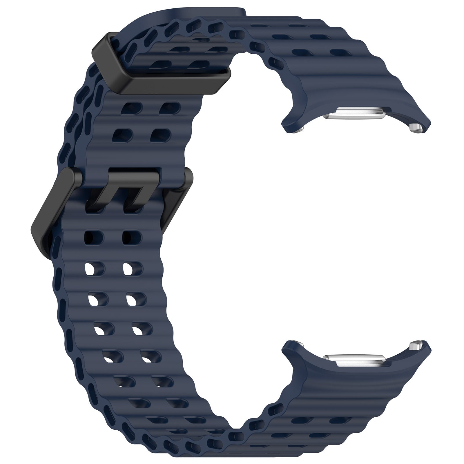 For Samsung Galaxy Watch Ultra 47mm Ocean Hole Dual Buckle Silicone Watch Band(Dark Blue)