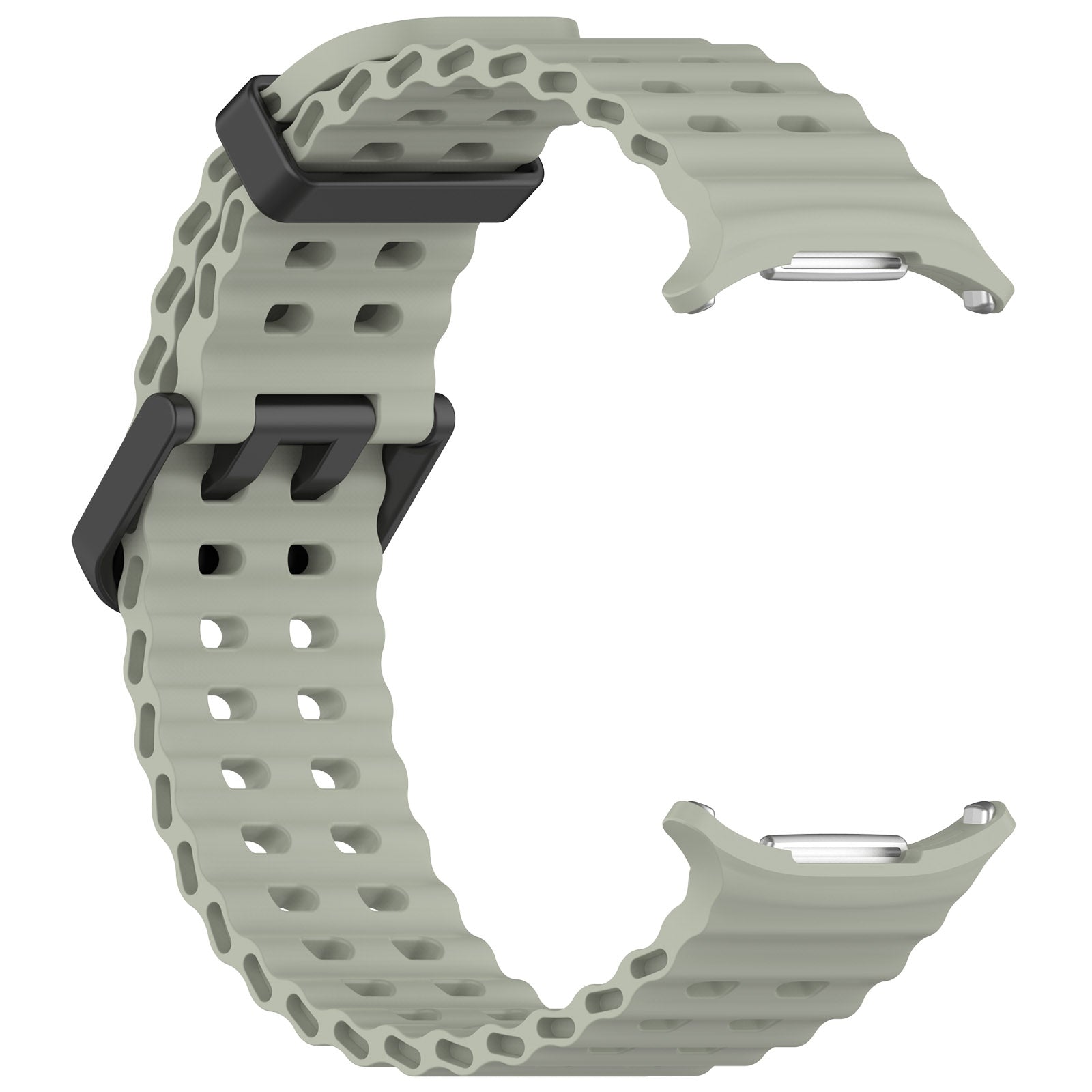 For Samsung Galaxy Watch Ultra 47mm Ocean Hole Dual Buckle Silicone Watch Band(Gray Green)